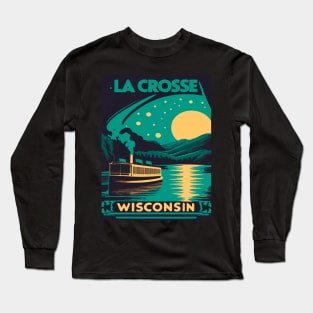 La Crosse Wisconsin Mississippi River Boat Long Sleeve T-Shirt